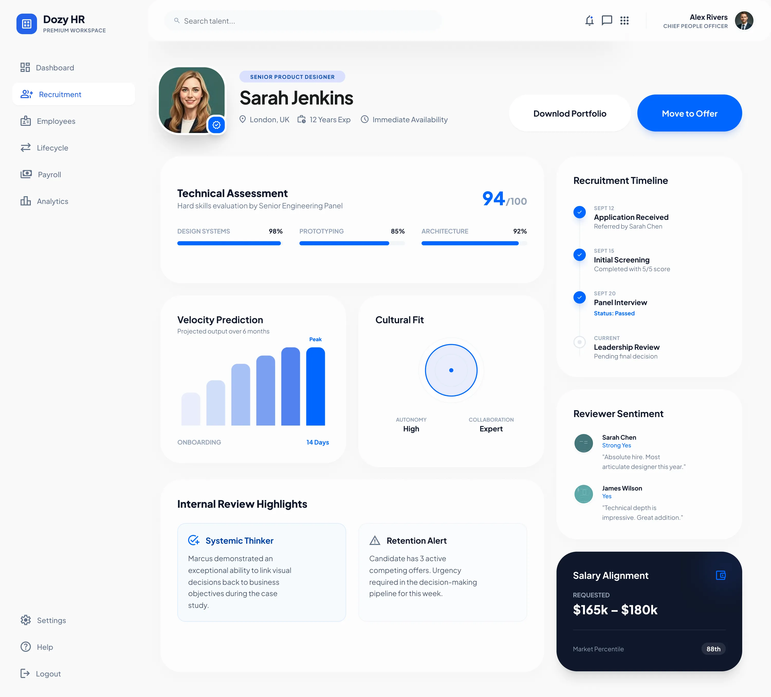 Person — individual profile with layered data cards